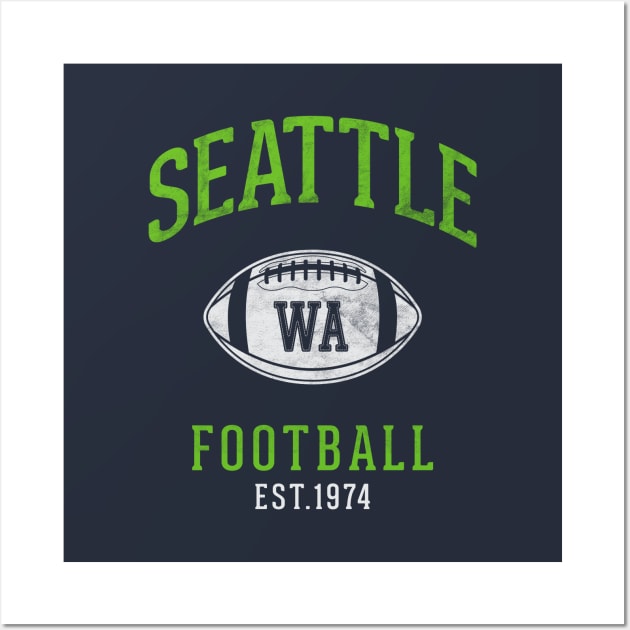 Distressed Vintage Seattle Seahawks Football Tailgate Gift Wall Art by BooTeeQue